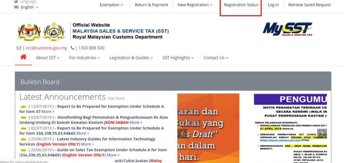 check registration status mysst